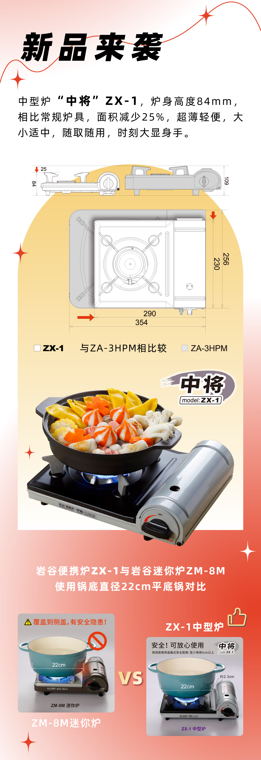 英亚电子体育便携炉ZX-1，炉身高度84mm，相比常规炉具，面积减少25%，
超薄轻便，大小适中，随取随用，时刻大显身手。